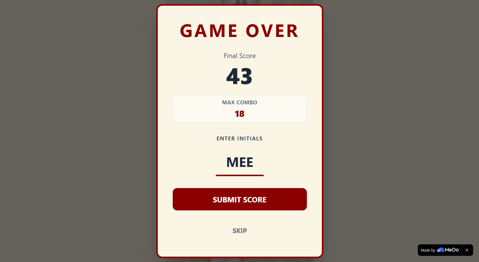 Game over